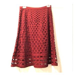 J Crew Bordeaux Laser Cut Circle Skirt, Size 6